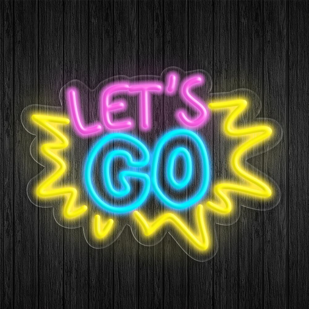 Desk Setup Inspiration - LET'S GO Multicolor LED Neon Sign