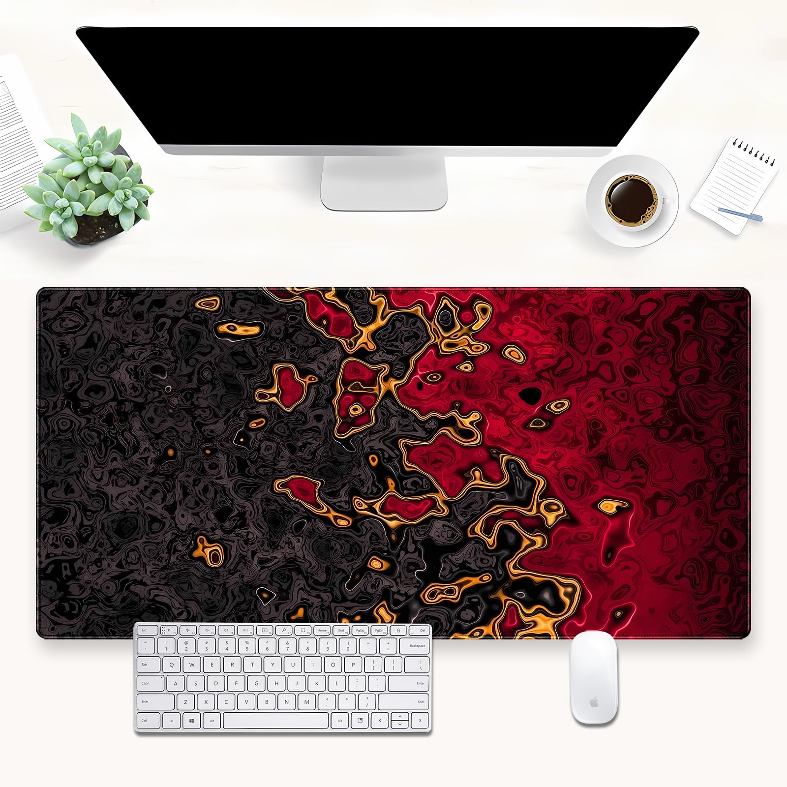 Rubber Mat Desk - Red Black Extra Large Gaming Mouse