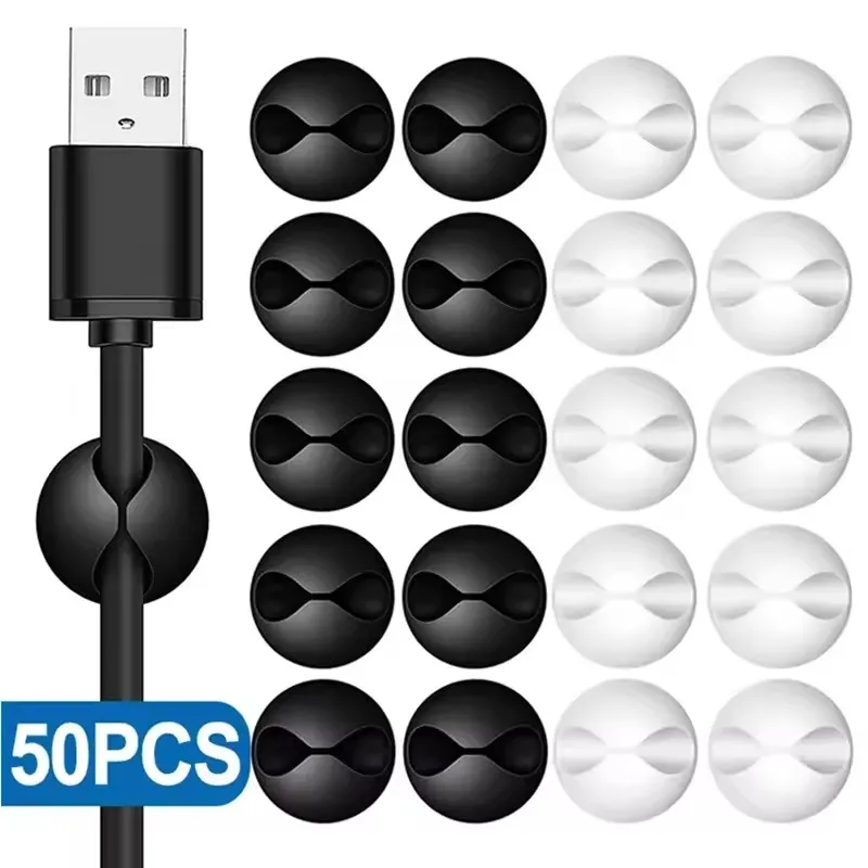 Desk Setup Cable Management - 5/50Pcs Mini Cable Organizer Silicone USB