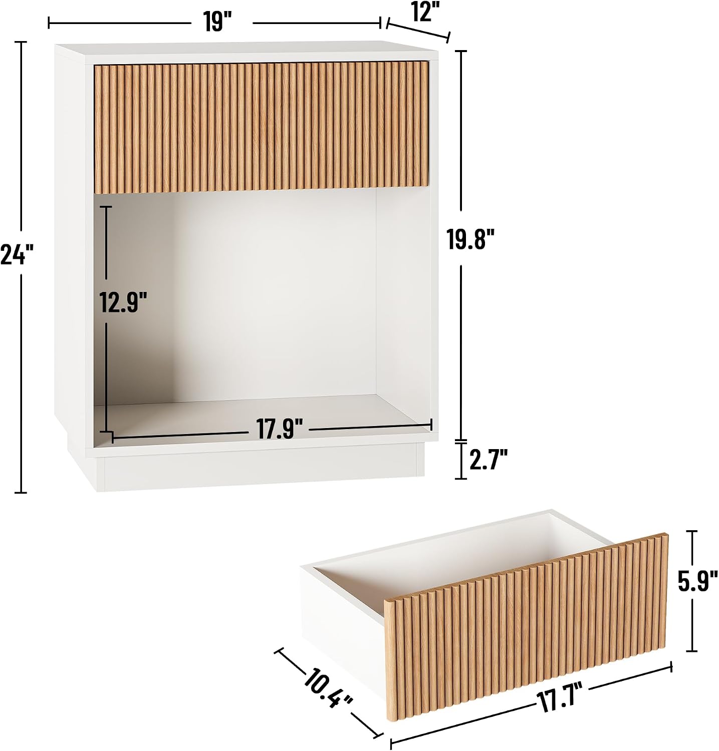 Fluted Nightstands Set Of 2 Mo - Desk Setup Oak ulasan dan harga