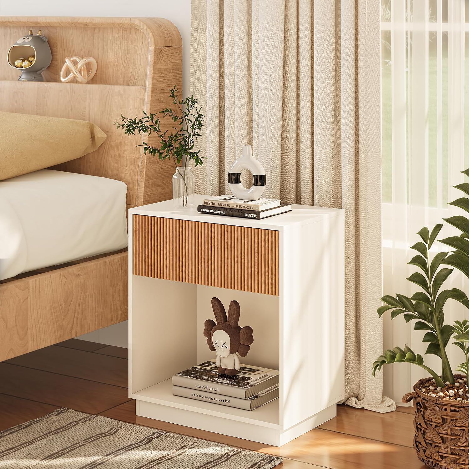 Fluted Nightstands Set Of 2 Mo - Desk Setup Oak ulasan dan harga