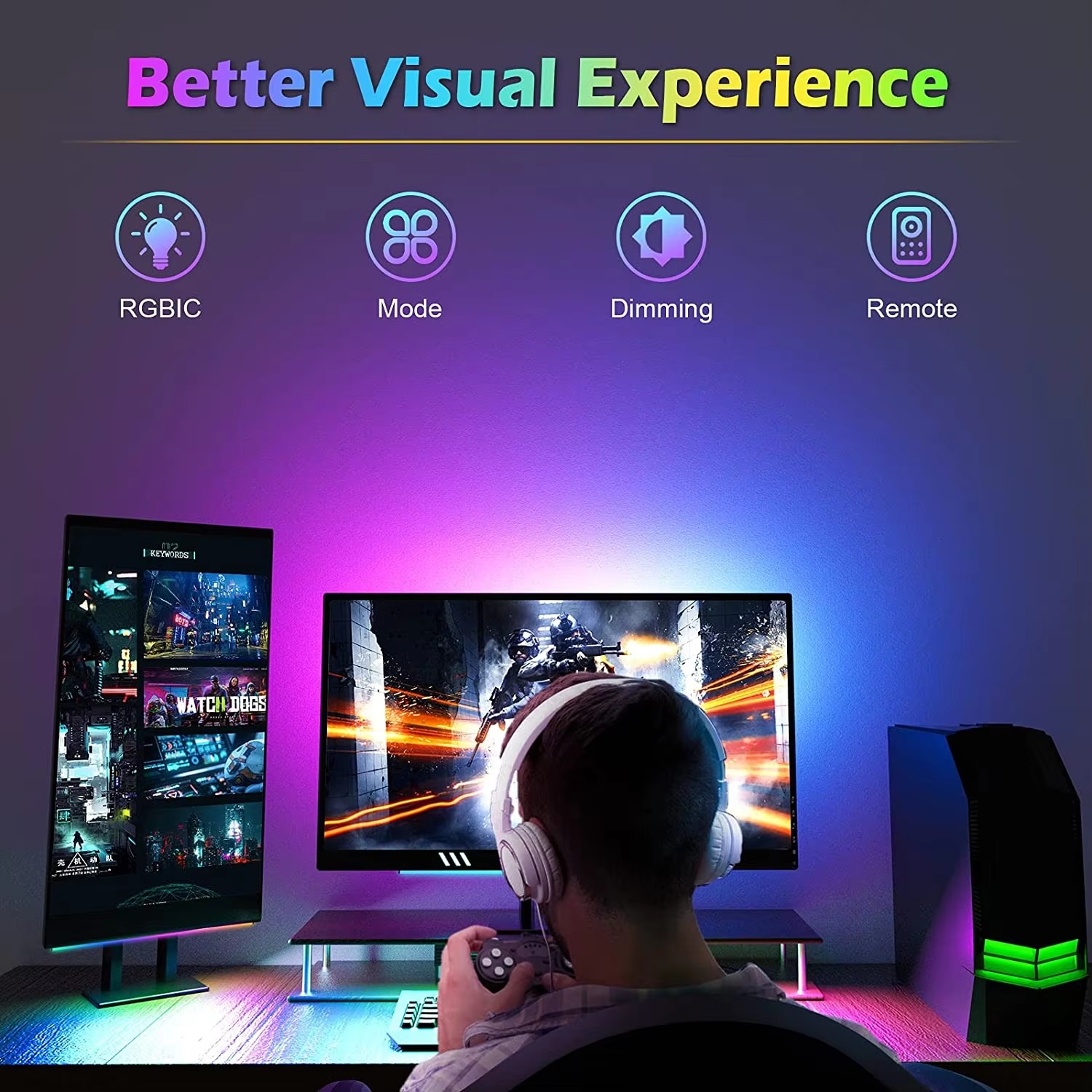 Under Monitor RGBIC Light Bar  - Desk Setup One Monitor ulasan dan harga