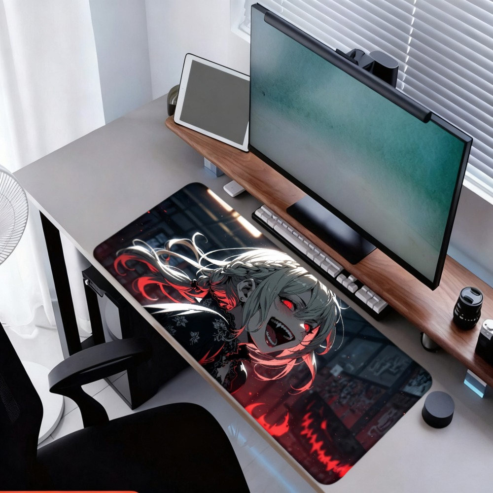 An anime girl with red flames  - Desk Setup Designer ulasan dan harga