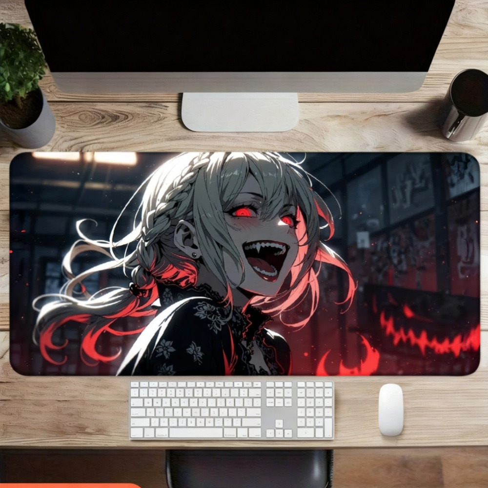 An anime girl with red flames  - Desk Setup Designer ulasan dan harga
