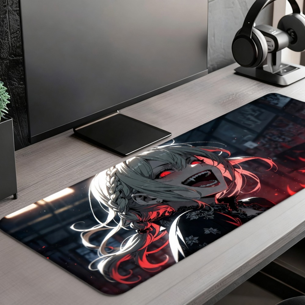An anime girl with red flames  - Desk Setup Designer ulasan dan harga