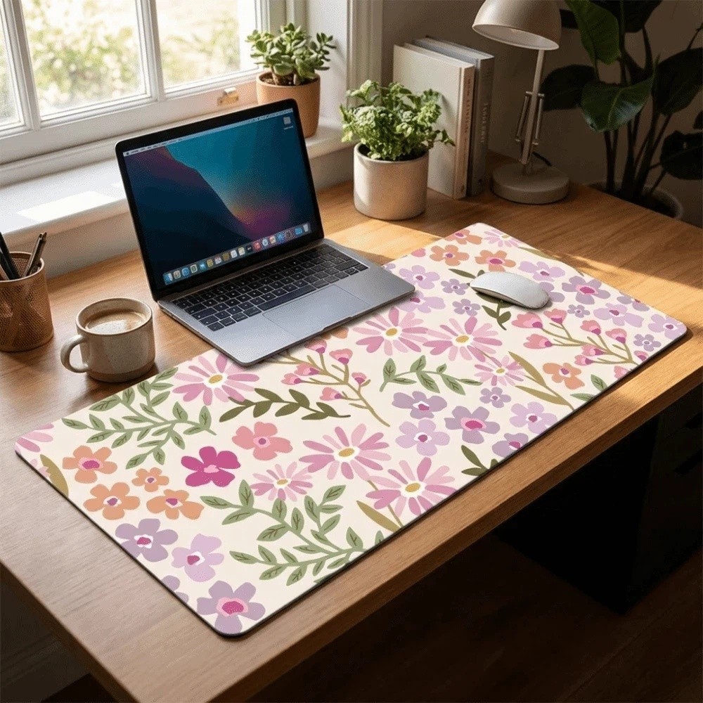 Stain-resistant Large Floral D - Rubber Mat Desk ulasan dan harga