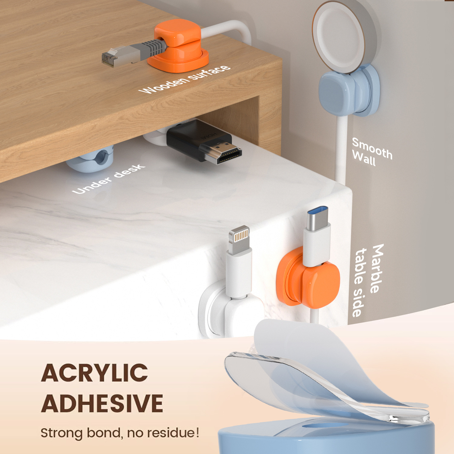 adhesive cable organizer Cable - Desk Setup Cable Management ulasan dan harga