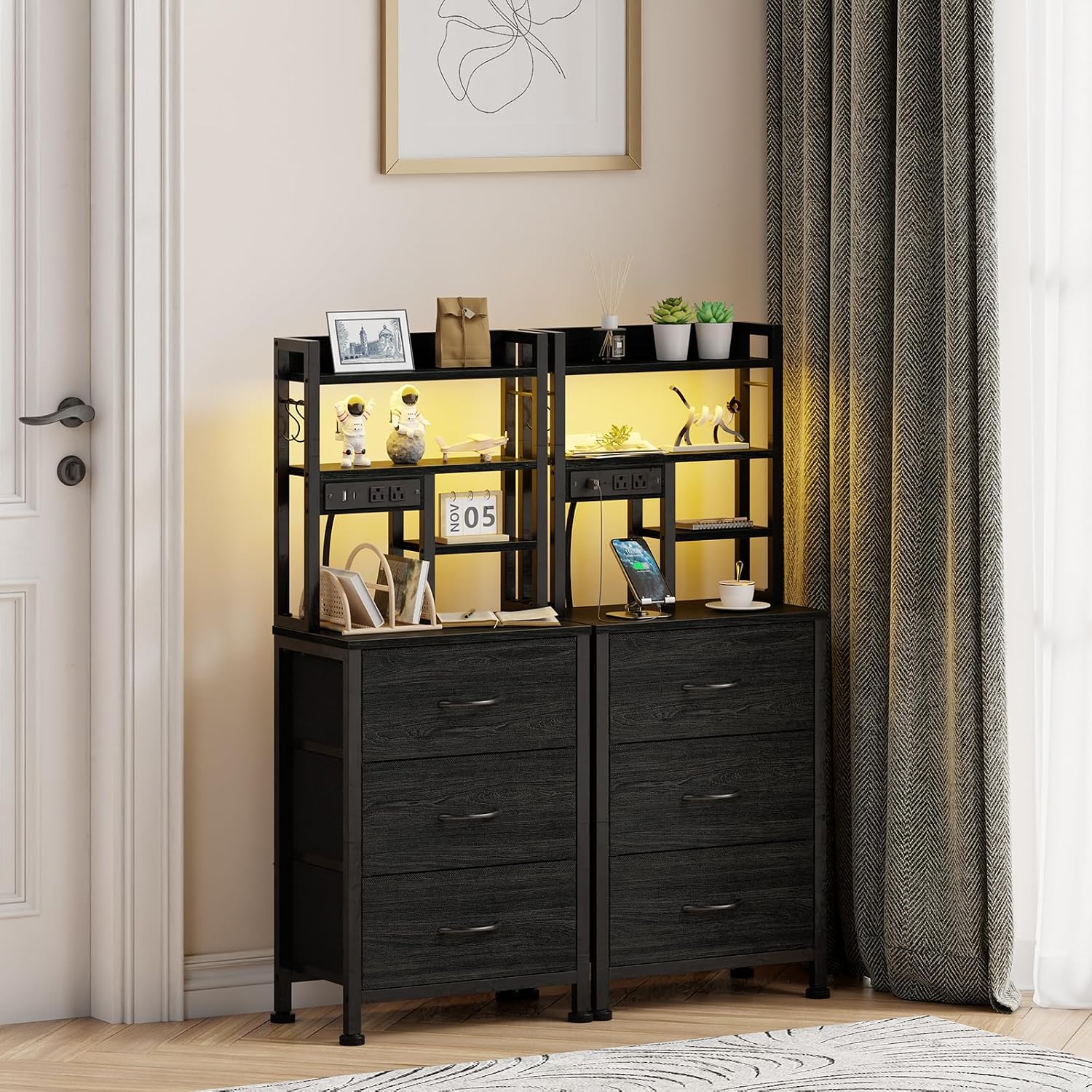 Nightstands Set of 2, Tall Nig - Desk Setup Oak ulasan dan harga