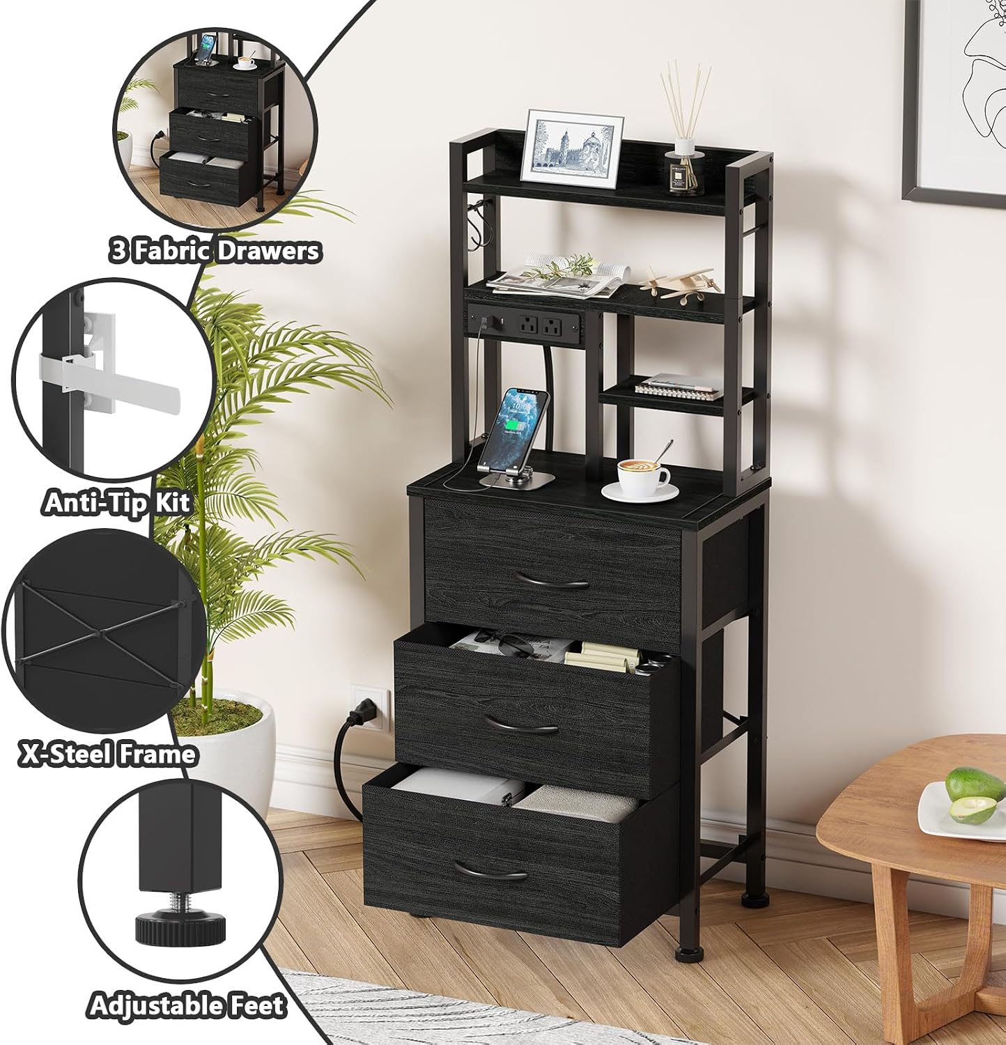 Nightstands Set of 2, Tall Nig - Desk Setup Oak ulasan dan harga