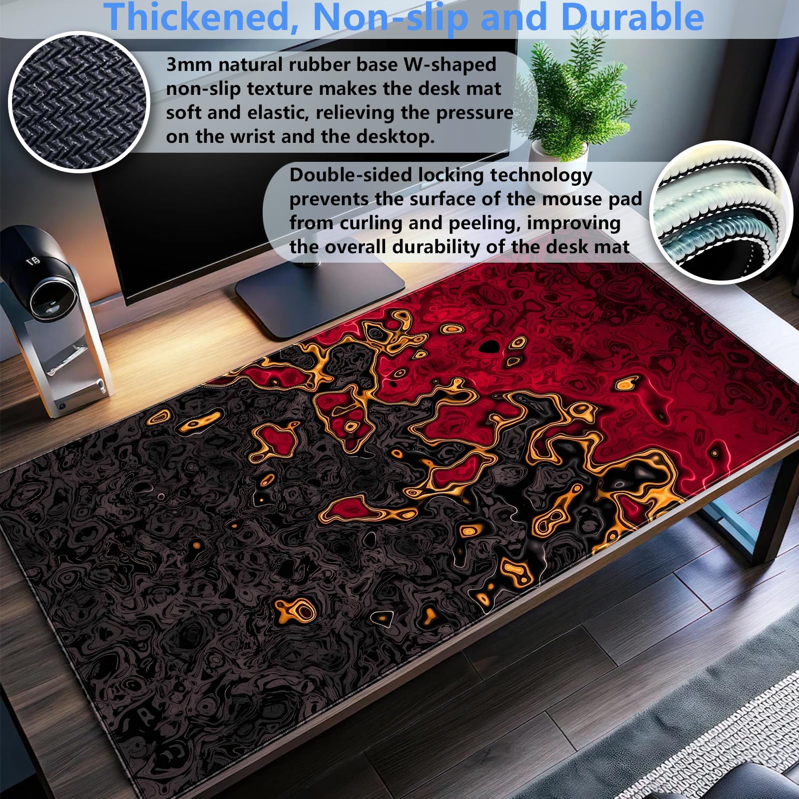 Red Black Extra Large Gaming M - Rubber Mat Desk ulasan dan harga