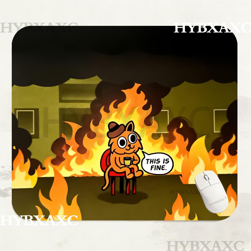 HYBXAXC This Is Fine Cat Meme  - Work Desk Home Setup ulasan dan harga