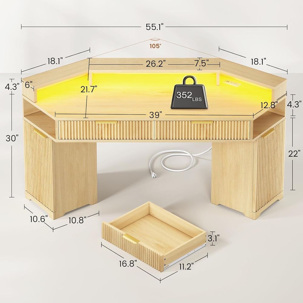 Dual-Desk Setup, Compact Diamo - Desk Setup Oak ulasan dan harga