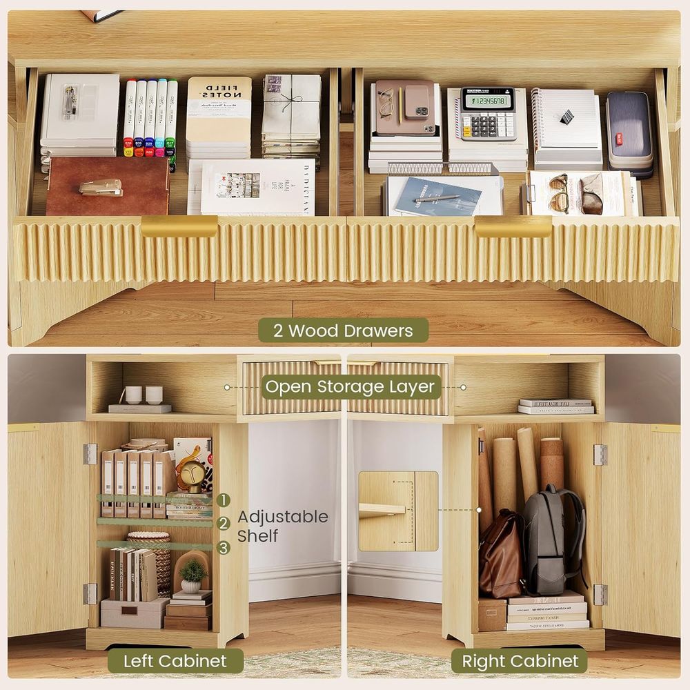 Dual-Desk Setup, Compact Diamo - Desk Setup Oak ulasan dan harga