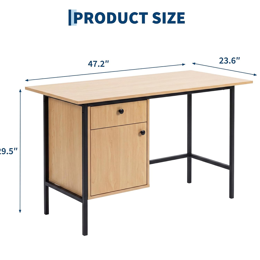Home Office Computer Desk with - Desk Setup Oak ulasan dan harga